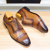Men's Elegant Leather Oxford Brogue Shoe - Black - Formal Shoes - 12 B - Genuine Leather - image 3