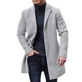 Men's Mid Thigh Lightweight Woolen Coat - Caramel - Men's Jacket - XXXL - Polyester - image 9