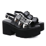 Women's Chunky Gladiator Sandals - Black - Platform Sandals - 43 B - PU Leather - image 12
