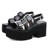 Women's Chunky Gladiator Sandals - Black - Platform Sandals - 43 B - PU Leather - image 14