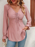 Women's Fashion A Line Drawstring Blouse - Green - Shirt - XXXL - Polyester - image 4