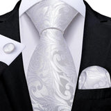 Men's 3 Pcs White Silk Wedding Tie Sets - White - 1163 - One Size - Silk - image 1