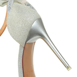 Women's Glitter Bow Knot Strappy Heels - Gold - Prom Shoes - 43 B - PU Leather - image 10