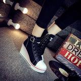 Women's High Top Platform Wedge Sneaker - White - Platform Sneakers - 43 B - Canvas - image 11