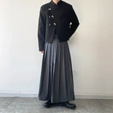 Men's Japanese High Waist Long Pleat Skirt - Black - 5123 - Skirt - XL - Cotton - image 14