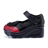 Women's Cute Red Flower Leather Wedges - Red - 1 / 9866 / Wedge Shoes - 40 B - Genuine Leather - image 25