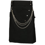 Men's Gothic Kendo Pocket Chain Link Kilts - Black - Men's Kilt - 4XL - Polyester - image 4