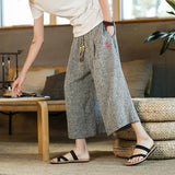 Men's Long Japanese Kimono Wide Shorts - Black - 1 / Japanese Long Shorts - 5XL     92 to 99kg - Linen - image 15