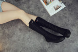 Women's Canvas Knee High Lace Up Boots - White - 2cm Heel - 43 B - Canvas - image 28
