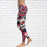 Women's Yoga Pants Skull Print Leggings - Gray - Fitness Workout Pants - XS - Spandex - image 5