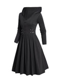 Women's Dark Gothic Hooded Dress - Black - Hooded Dress - XXL - Polyester - image 2