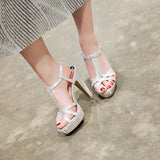 Women's Gold Silver Platform High Sandals - Gold - Stiletto Sandals - 9 B - PU Leather - image 19