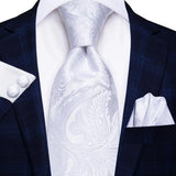 Men's 3 Pcs White Silk Wedding Tie Sets - White - 3228 - One Size - Silk - image 5
