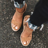 Women's Summer Platform Wedge Sandals - Black - Wedge Sandals - 43 B - PU Leather - image 16