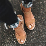 Women's Summer Platform Wedge Sandals - Black - Wedge Sandals - 43 B - PU Leather - image 14