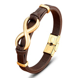 Unisex Leather Infinity Symbol Bracelets - Black/Gold - Bracelet - 23cm - Leather - image 18