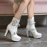 Women's Buckle Strap Platform Ankle Boots - Black - Buckle Strap Ankle Boot - 45 B - PU Leather - image 22