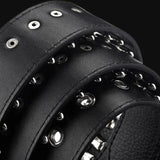 Unisex Hollow Bullet Shape Decoration Belt - Black - PU Leather - image 5