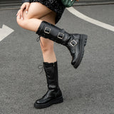 Women's Punk Buckle Strap Wedge Boots - White - Buckle Strap Boots - 43 B - PU Leather - image 4