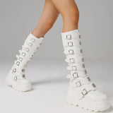 Women's Punk Goth Multi Buckle Boots - Black - Buckle Boots - 43 B - PU Leather - image 18