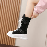 Women's Canvas Chunky Platform Boots - Light Pink - Canvas Boots - 40 B - Canvas - image 8