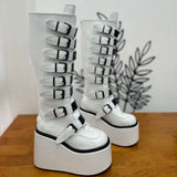 Women's Metal Buckle Platform Y2K Wedge - White - Buckle Platforms - 46 B - PU Leather - image 13