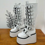 Women's Metal Buckle Platform Y2K Wedge - White - Buckle Platforms - 46 B - PU Leather - image 4