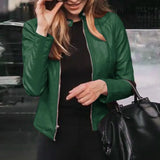 Women's Slim Fit Faux Leather Jackets - Black - Biker Jacket - XXL - PU Leather - image 5
