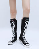 Women's High Top Lace Up Canvas Boots - Black - 1 - Tall Canvas Sneaker - 43 B - Canvas - image 13