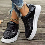 Women's Gold Sequins Platform Sneakers - Light Gold - Sneakers - 43 B - PU - image 11