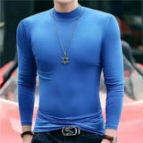 Men's Women's Slim Fit Mock Neck Shirts - Black - Skivvy - 6XL - Polyester - image 8