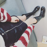 Women's Men's Knee High Lace Up Boots - Black - Matte 1 / Knee High Boots - 48 B - PU Leather - image 10