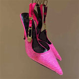 Women's Metallic Beaded High Slingbacks - Gold - 1 6129 / Slingbacks - 42 B - PU Leather - image 29