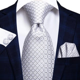 Men's 3 Pcs White Silk Wedding Tie Sets - White - 3115 - One Size - Silk - image 4