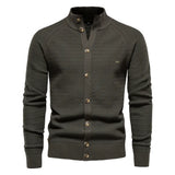 Men's Mock Neck Button Knit Cardigan - Khaki - Mock Neck Cardigan - Size XXL 88-95 kg - Cotton - image 11