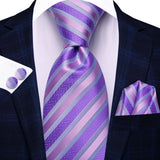 Funki Buys | Neckties | Men's 3 Pcs Purple Silk Wedding Tie Sets