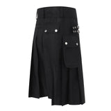 Men's Black Pleated Gothic Kilt Cargo Skirt - Black - Kilt - XXXXXL - Polyester - image 9
