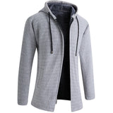 Men's Cashmere Zip Up Hooded Sweater - Black - Hoodie Jacket - 4XL - Polyester - image 12