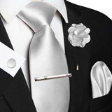 Men's 5 Pcs Luxury Ridged Silk Tie Sets - White - 5pc Tie Set - 043 - Medium - Silk - image 33