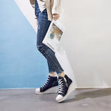 Women's High Platform Zipper Sneakers - Navy - Platform Sneakers - 43 B - Canvas - image 4