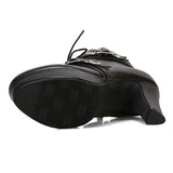 Women's Buckle Strap Platform Ankle Boots - Black - Buckle Strap Ankle Boot - 45 B - PU Leather - image 12
