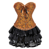 Women's Victorian Corset Dress 2Pcs Set - Gold - 1 / Corset / Black Skirt - 6XL - Polyester - image 7