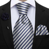 Men's 3 Pcs Tie Hanky Corsage Sets - Gray - 17 - One Size - Polyester - image 48