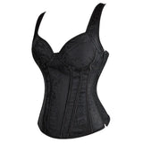 Women's Satin Shoulder Straps Corsets - Black - Corset - 6XL - Polyester - image 17