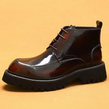 Men's Leather Chunky Heel Dress Boots - Wine Red - Formal Boots - 46 B - Genuine Leather - image 15