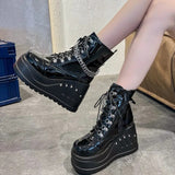 Women's Gothic Punk Platform Ankle Boots - Black - 1 / Matte / Ankle Boots - 43 B - PU Leather - image 18