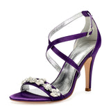 Women's Luxury Satin Crystal Bridal Sandals - Purple - Bridal Stilettos - 43 B - Satin - image 12