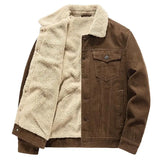 Men's Corduroy Fleece Winter Jacket - Grey - Trucker Jacket - 4XL - Corduroy - image 12