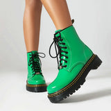 Womens Patent Leather Lace Up Ankle Boot - Black - Ankle Boots - 43 B - PU Patent Leather - image 4