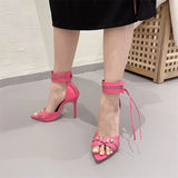 Women's Super High Zipper Strap Sandals - Blue - Zipper Stilettos - 41 B - PU Leather - image 20